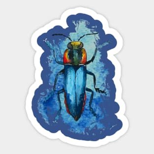 Beautiful Watercolor crawling BUG Blue Sticker